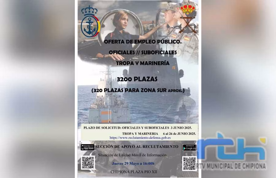La Armada informará mañana en Chipiona de la oferta de empleo público de 320 plazas para la zona sur de la Bahía de Cádiz