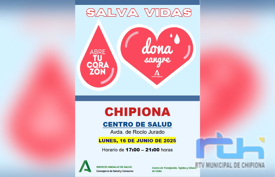 ‘Salva vidas. Abre tu corazón, dona sangre’, esta tarde donación colectiva de sangre en Chipiona