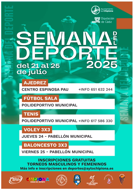 Últimos días para inscribirse en los torneos que se disputarán durante la semana del deporte de Chipiona