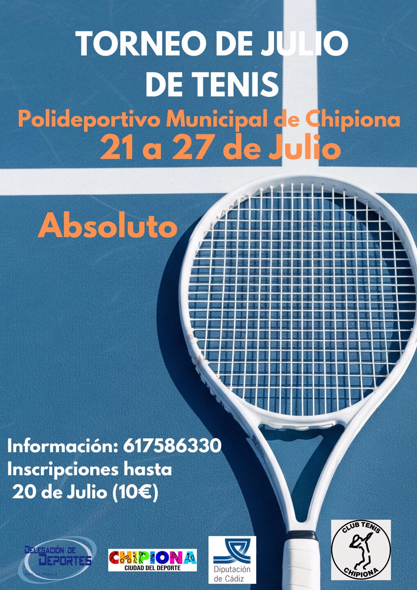 26 inscritos para el torneo de tenis de la Semana del Deporte de Chipiona que arranca esta tarde