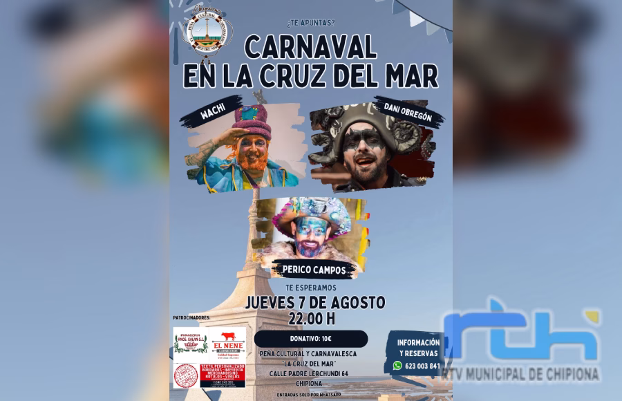 Aún hay plazas para el espectáculo ‘Carnaval en la Cruz del Mar’ de este jueves que trae a Waxi, Dani Obregón y Perico Campos
