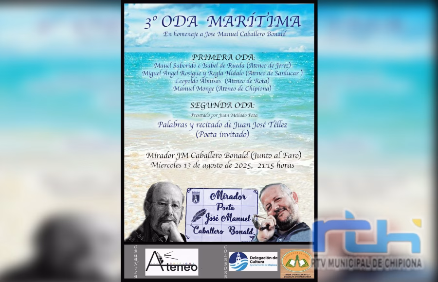 Esta noche tiene lugar la oda marítima con la que Nuevo Ateneo de Chipiona homenajea a Caballero Bonald