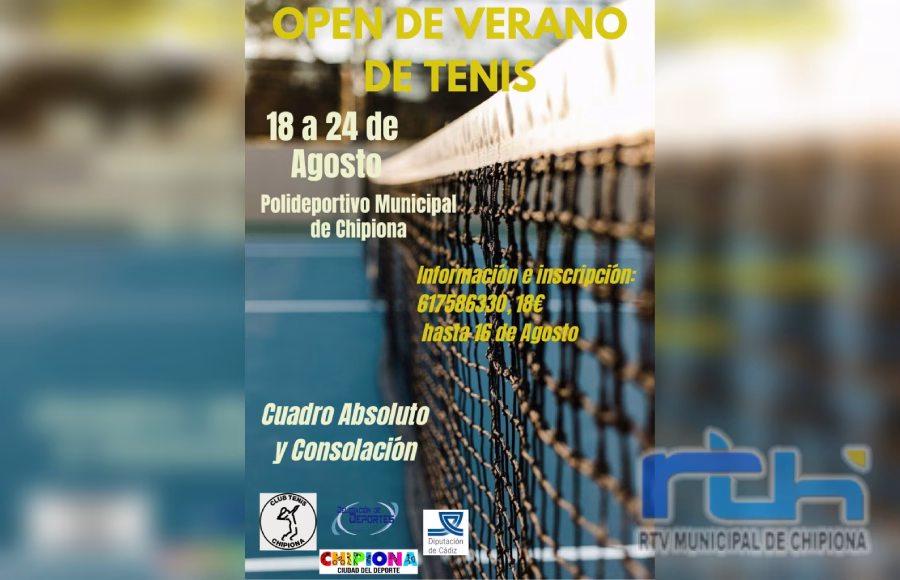 Recuerdan que aún es posible inscribirse para participar en el Open de Verano de Tenis de Chipiona