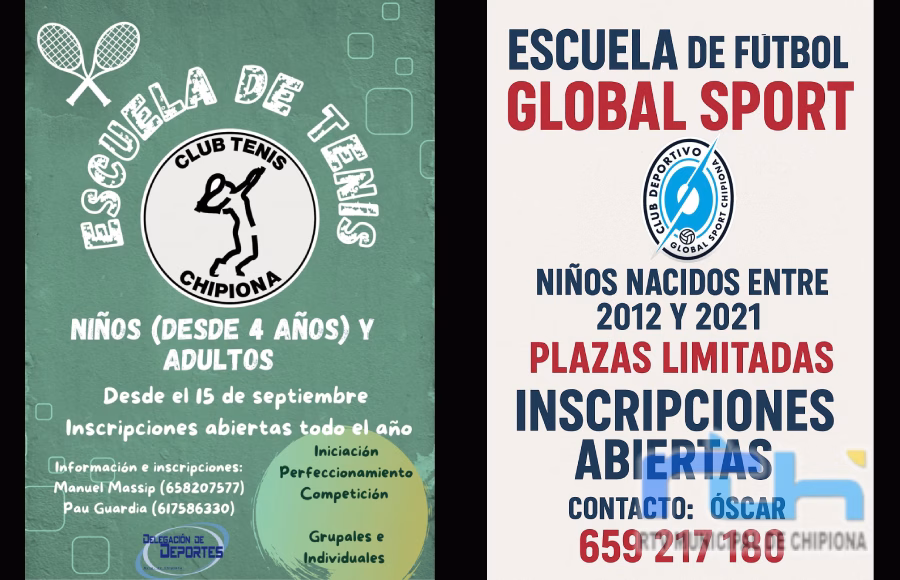 Las escuelas deportivas del Club Tenis Chipiona y Global Sport ya preparan el nuevo curso