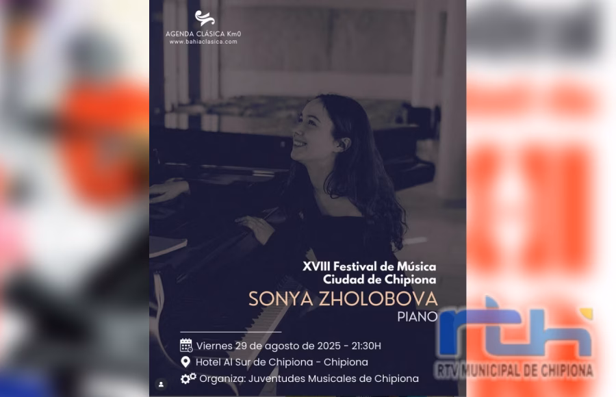 Un concierto de piano de la joven ucraniana Sonya Zholobova cierra el mes de agosto en el Festival Ciudad de Chipiona