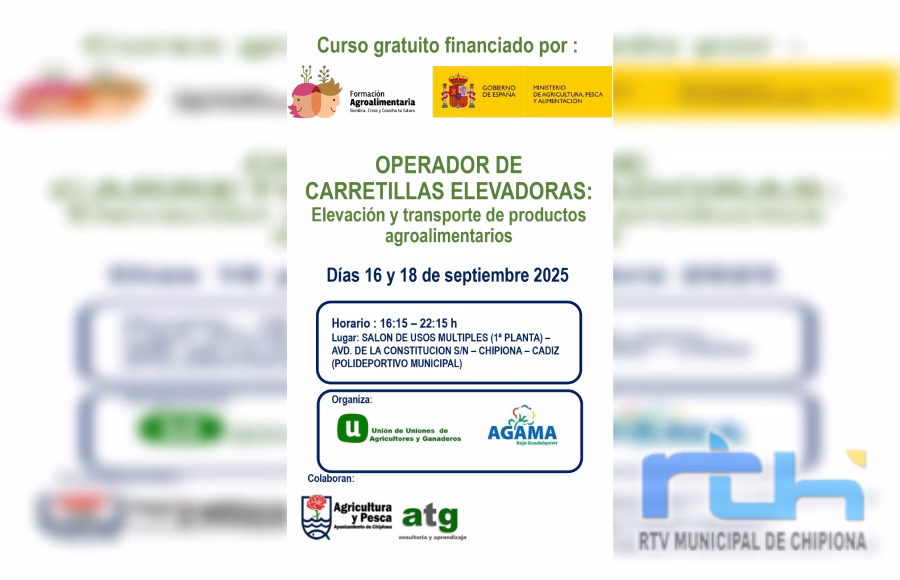 Completadas las plazas para el curso gratuito de manejo de carretillas elevadoras que se impartirá este mes en Chipiona
