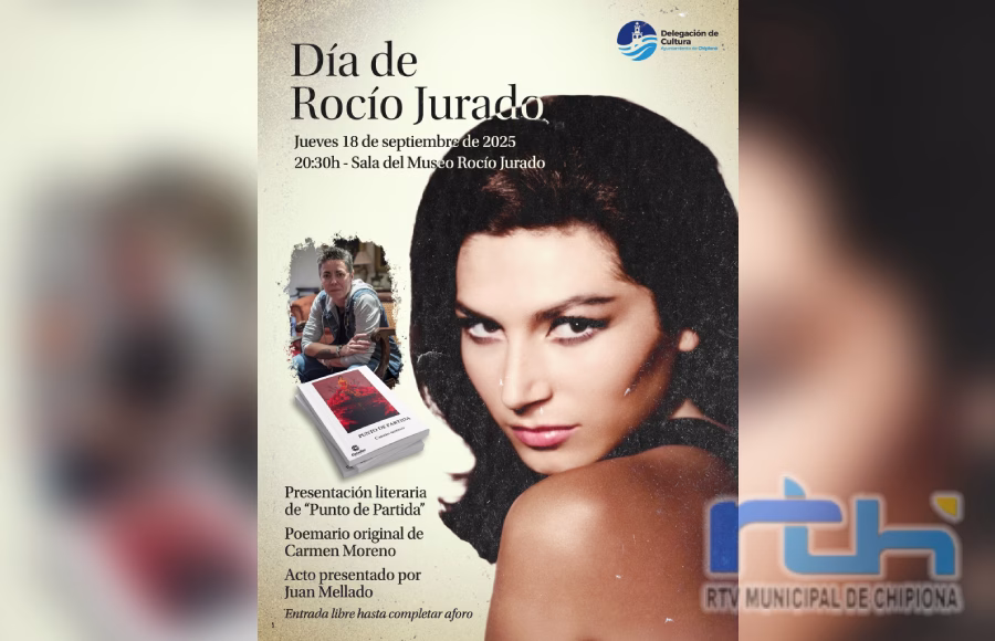 Chipiona celebra el jueves el día de Rocío Jurado con la presentación del poemario ‘Punto de partida’ de Carmen Moreno