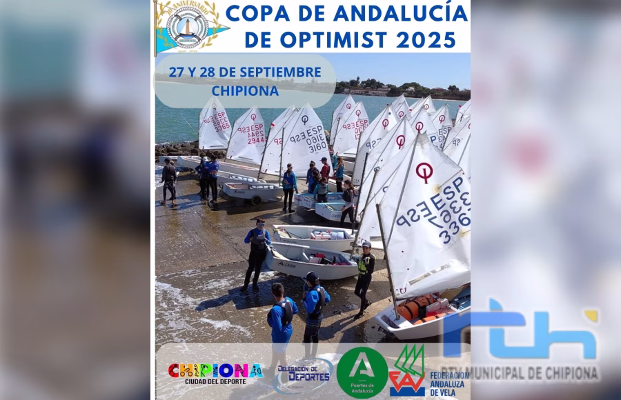 Chipiona será epicentro de la vela andaluza el último fin de semana de septiembre con la Copa de Andalucía de Optimist