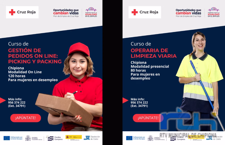 Continúa abierto el plazo de inscricpiones para dos nuevas acciones formativas para mujeres desempleadas que impartirá Cruz Roja de Chipiona