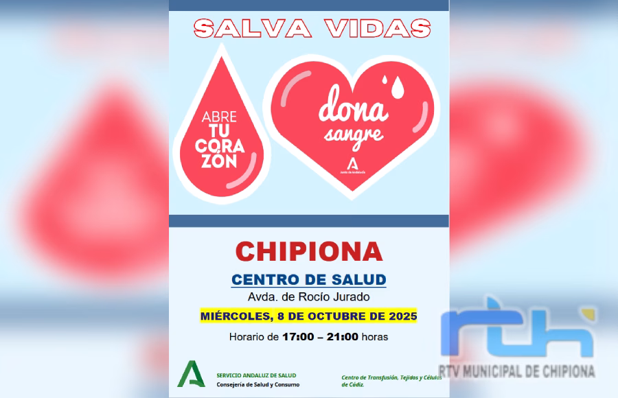 El próximo miércoles vuelve a Chipiona la campaña de donación de sangre ‘Salva vidas. Abre tu corazón, dona sangre’