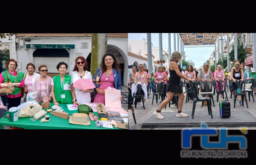 La Asociación contra el Cáncer de Chipiona ha conmemorado el Día contra el cáncer de mama con mesa informativa y un taller de pilates