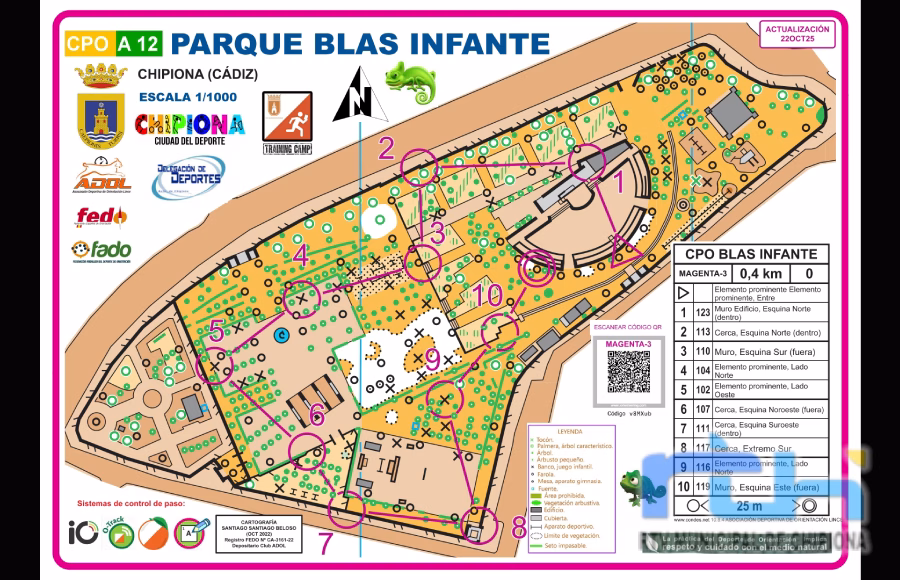 Chipiona renueva su Circuito Permanente de Orientación en el Parque Blas Infante para uso educativo y deportivo