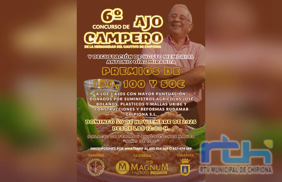 La Hermandad del Cautivo de Chipiona lanza su concurso de ajo campero que este año incluye degustación de mosto