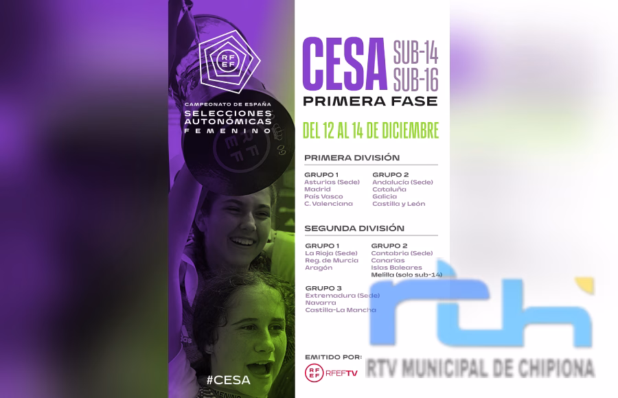 Mañana arrancan en Chipiona los partidos de la primera fase del Campeonato de Selecciones Autonómicas Femeninas sub-14 y sub 16