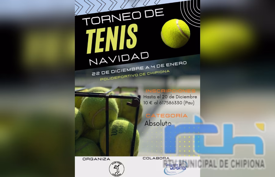 Abiertas las inscripciones para el Torneo de Navidad de Tenis en Chipiona