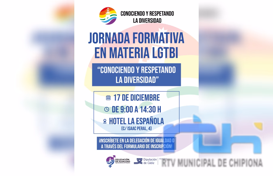 Último día para inscribirse en la jornada formativa sobre diversidad LGTBI que se celebra este miércoles en Chipiona
