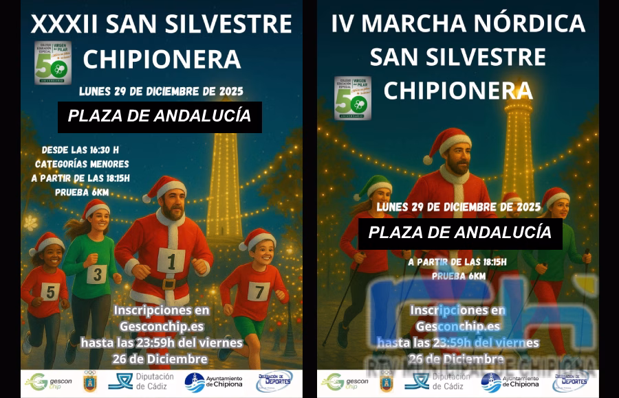 La carrera popular y la marcha nórdica San Silvestre de Chipiona cambian su salida y su meta a la plaza de Andalucía