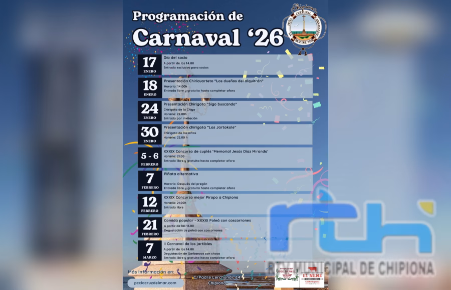 La Peña Cultural Carnavalesca La Cruz del Mar presenta su programación para el Carnaval de 2026