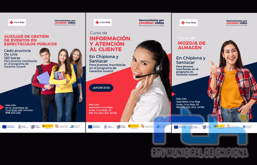 Cruz Roja lanza tres nuevos cursos gratuitos para formar a jóvenes desempleados y beneficiarios de Garantía Juvenil