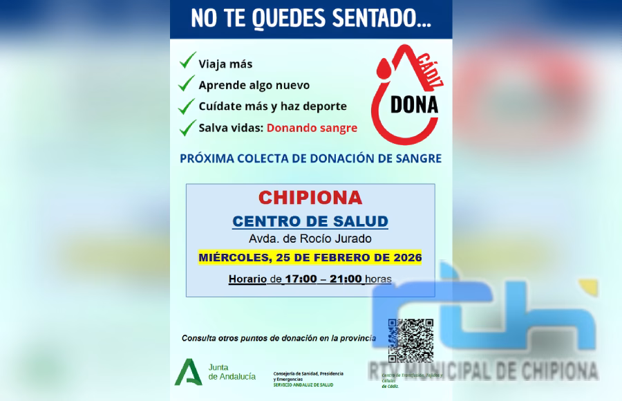 Llamamiento para una donación colectiva de sangre el próximo miércoles en Chipiona