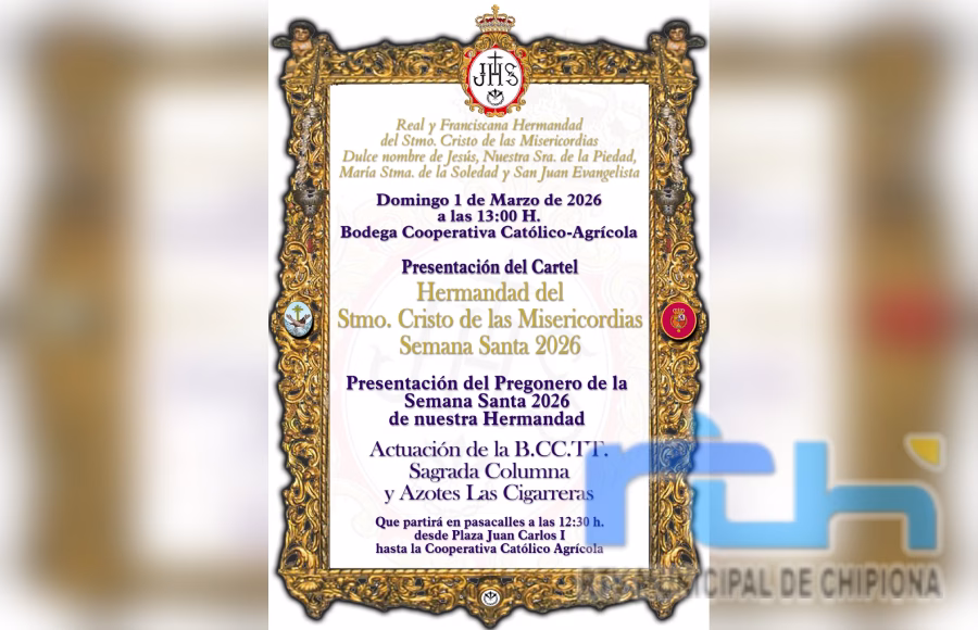 La Hermandad del Cristo de las Misericordias presenta este domingo el cartel y el pregonero de su Semana Santa 2026