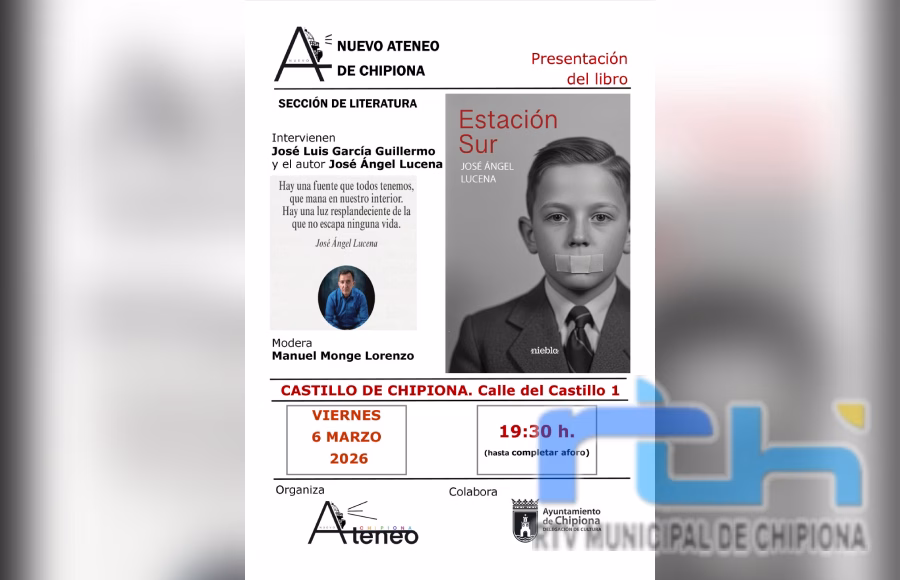 El Castillo de Chipiona acoge el viernes 6 de marzo la presentación de ‘Estación Sur’, la nueva novela de José Ángel Lucena