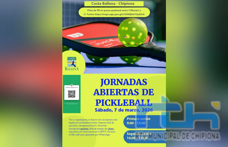 Costa Ballena Chipiona será escenario mañana sábado de una jornada abierta de pickleball