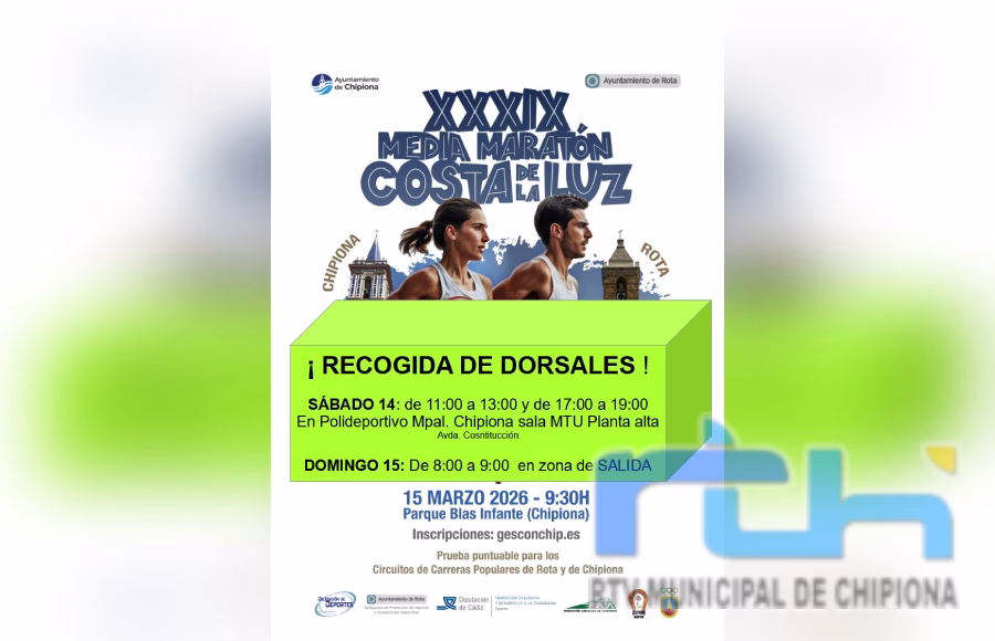 Anuncian los horarios de recogida de dorsales para la Media Maratón Costa de la Luz, que se disputa este domingo