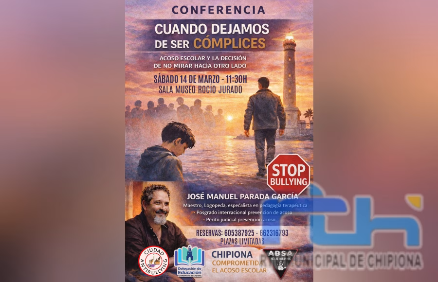 Mañana ofrecen en Chipiona la conferencia ‘Cuando dejamos de ser cómplices’, de José Manuel Parada, sobre prevención del acoso escolar