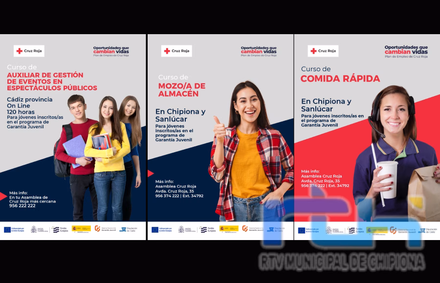 Cruz Roja tiene abiertas las inscripciones para tres cursos enfocados a la inserción laboral de jóvenes desempleados de Chipiona