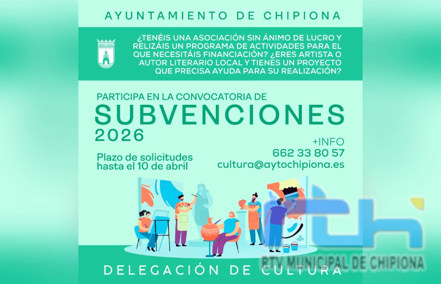 Mañana acaba el plazo para solicitar las subvenciones para asociaciones culturales, artistas y autores literarios de Chipiona