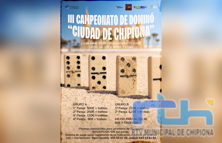 El 20 de junio tendrá lugar el Campeonato de Dominó ‘Ciudad de Chipiona’