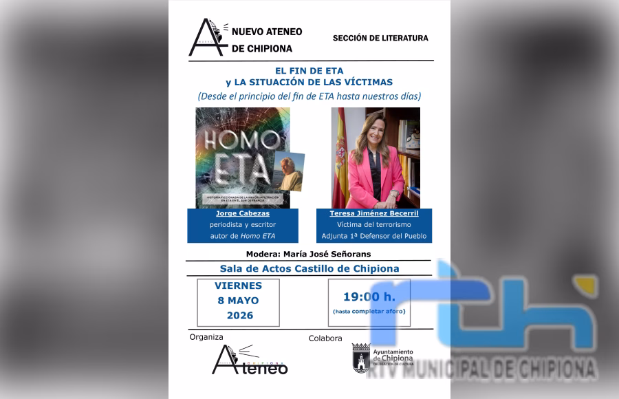Nuevo Ateneo de Chipiona organiza un coloquio sobre el fin de ETA y la situación de las víctimas