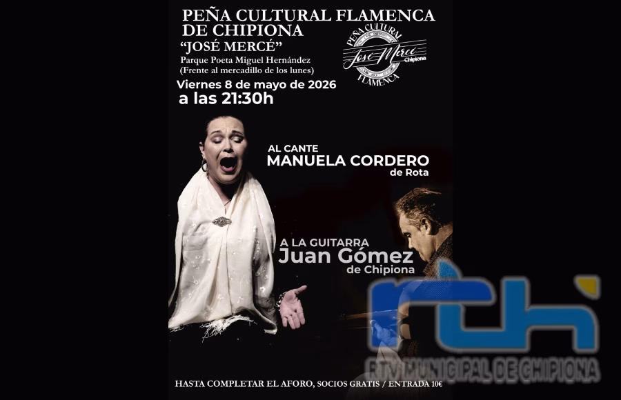 La Peña Flamenca José Mercé de Chipiona ofrece este viernes un recital de cante de Manuela Cordero