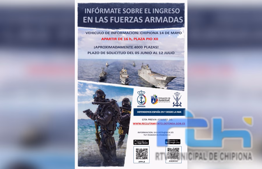 Mañana informan en Chipiona sobre el ingreso en la Armada Española