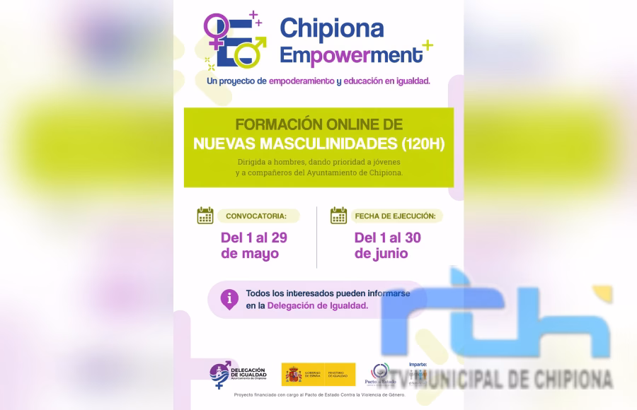 El Ayuntamiento de Chipiona lanza un curso online sobre nuevas masculinidades