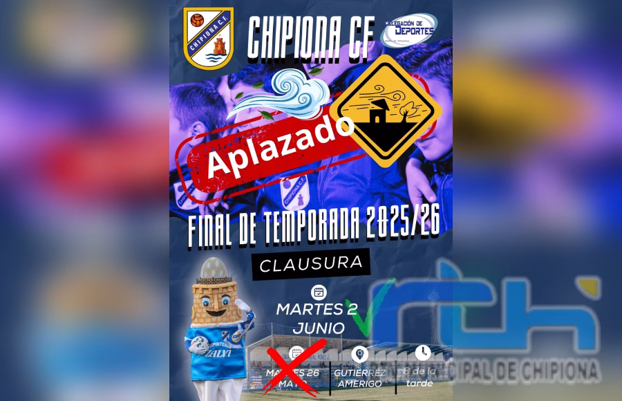 Aplazado el acto de final de temporada del Chipiona Club de Fútbol al martes 2 de junio