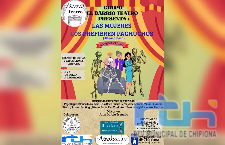 El grupo El Barrio Teatro pone en escena en Chipiona la comedia clásica ‘Las mujeres los prefieren pachuchos’