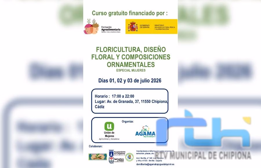 Aún hay plazas para el curso gratuito de floricultura y diseño floral dirigido a mujeres que se imparte la próxima semana en Chipiona