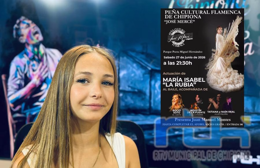 La joven bailaora chipionera María Isabel ‘La Rubia’ se estrena este sábado en su tierra con espectáculo en la Peña José Mercé