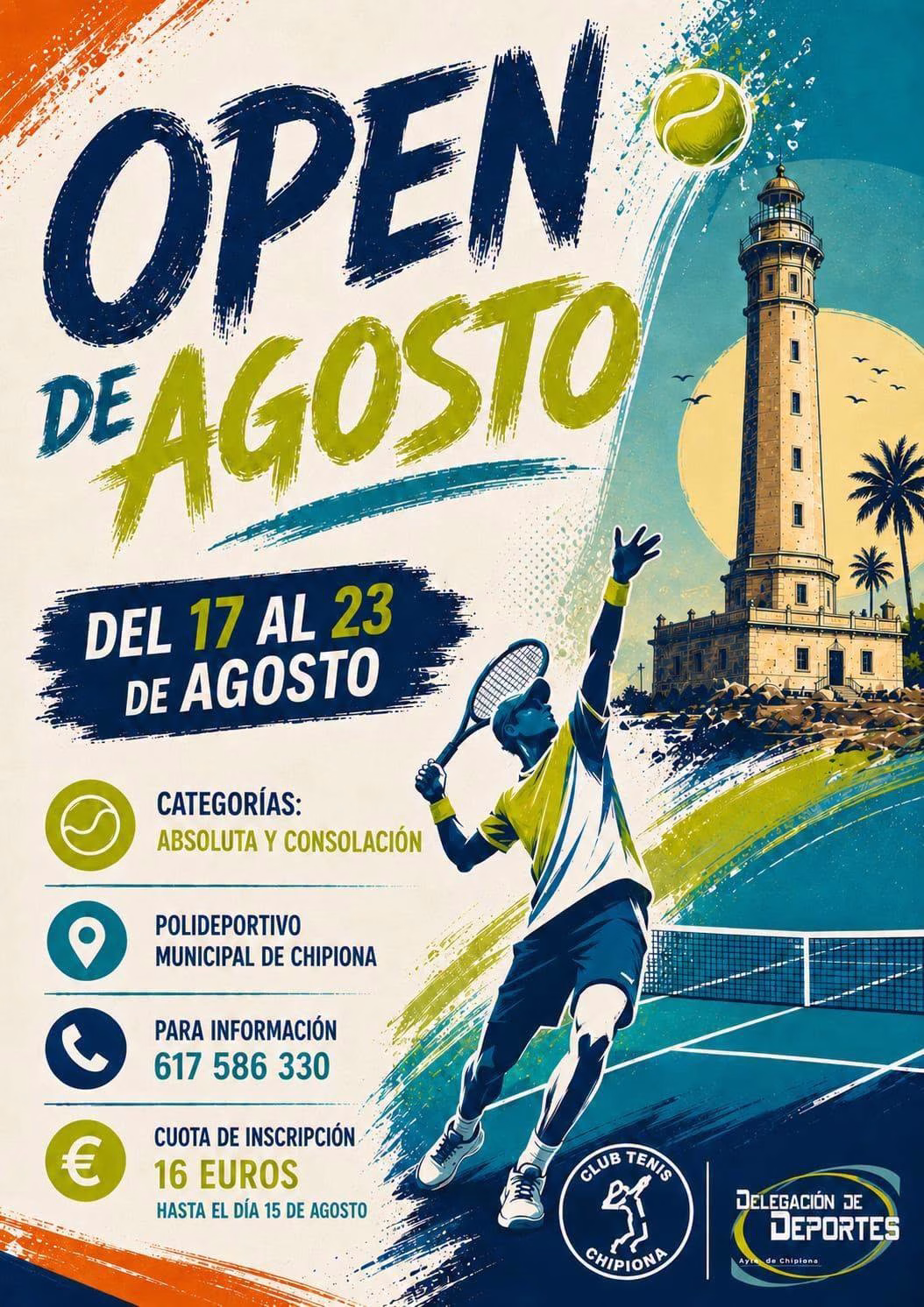 Abiertas las inscripciones para el Open de Tenis de agosto en Chipiona