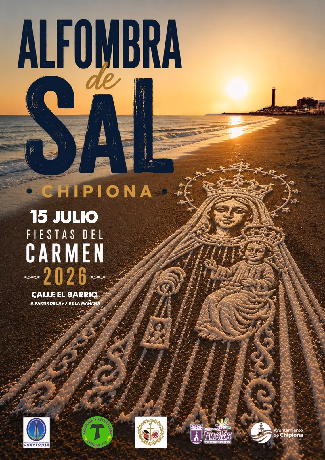 La chipionera calle El Barrio volverá a lucir una alfombra de sal por la festividad de la Virgen del Carmen