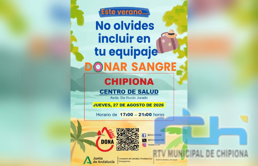 Anuncian una nueva donación colectiva de sangre en Chipiona para el 27 de agosto