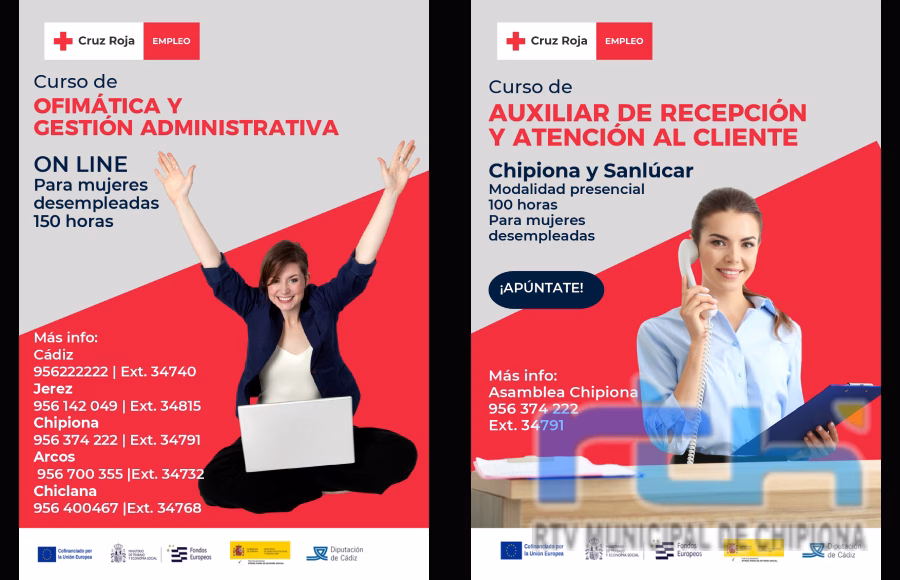 Cruz Roja abre en Chipiona las inscripciones para dos cursos gratuitos para mujeres desempleadas