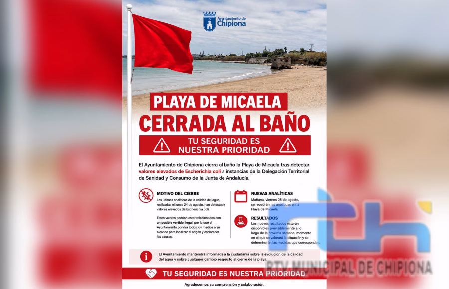 Cerrada al baño la playa de Micaela al detectarse valores elevados de una bacteria