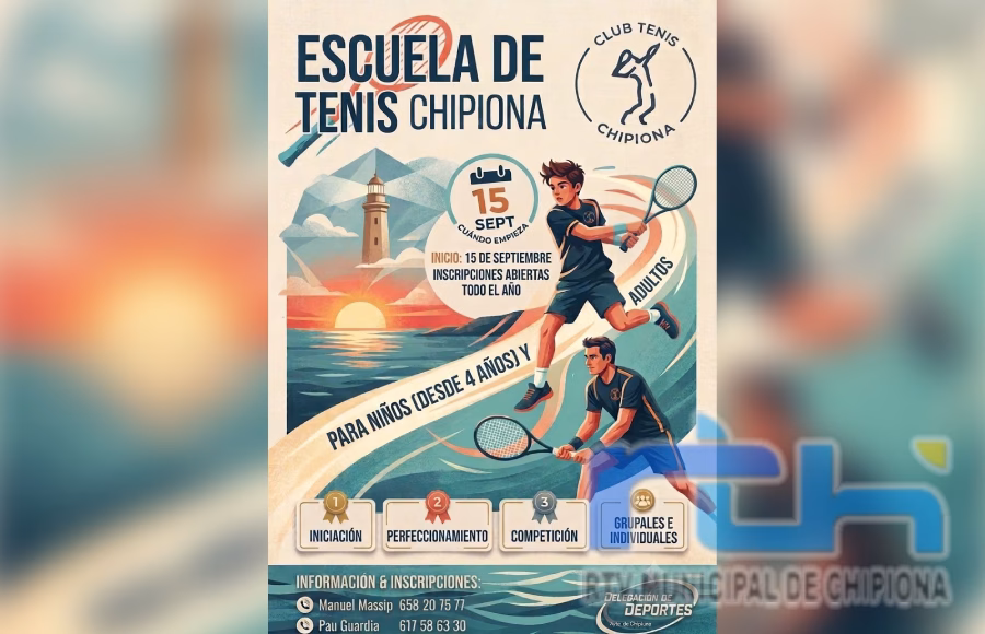 La Escuela de Tenis Chipiona abre inscripciones para la nueva temporada que comienza el 15 de septiembre