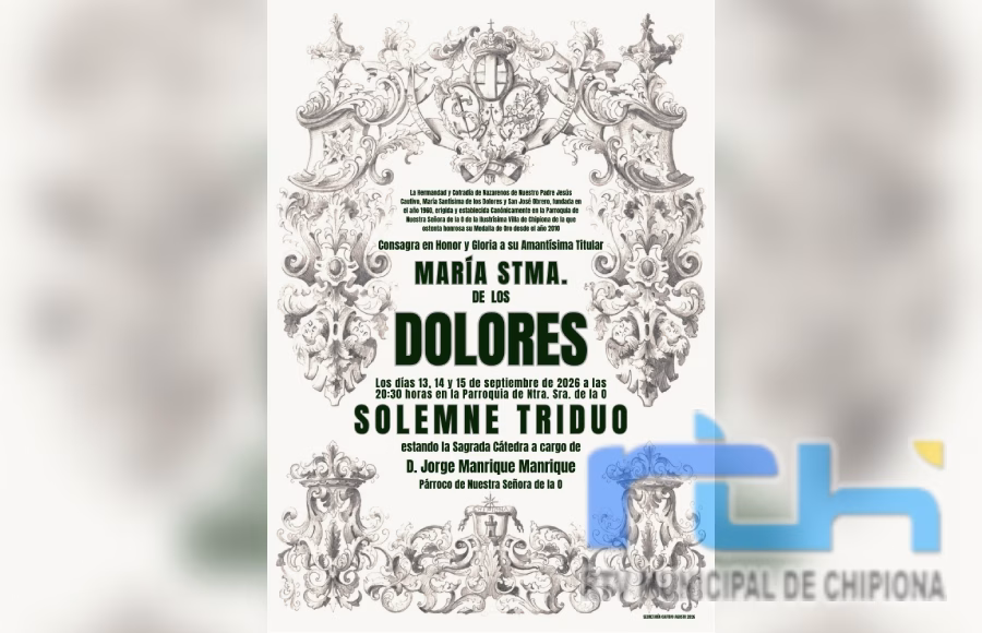 La Hermandad del Cautivo de Chipiona anuncia los cultos en honor a Nuestra Señora de los Dolores