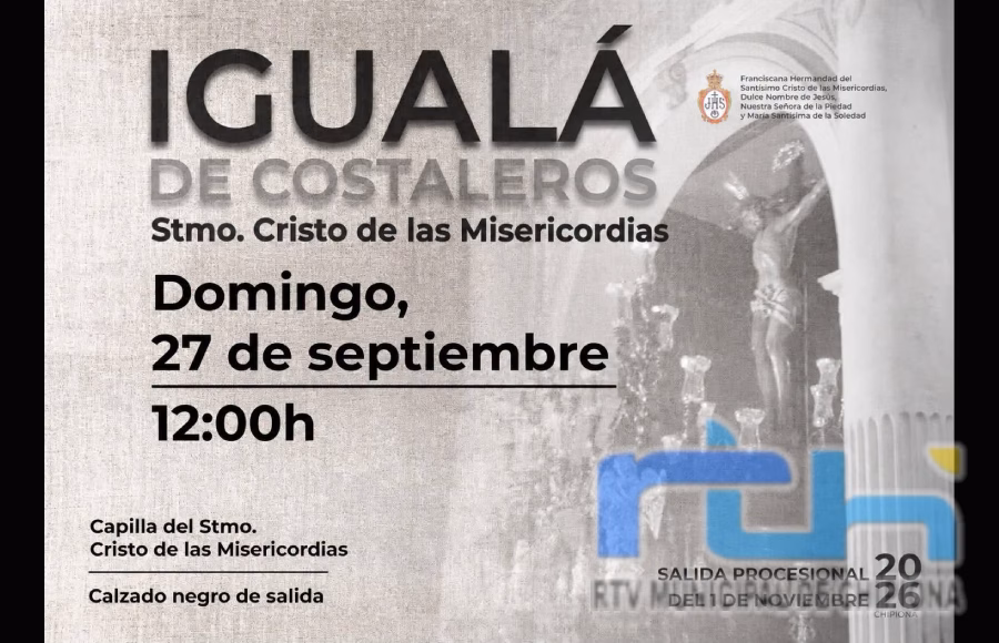 Convocada la ‘igualá’ del paso del Cristo de las Misericordias para la procesión del 1 de noviembre