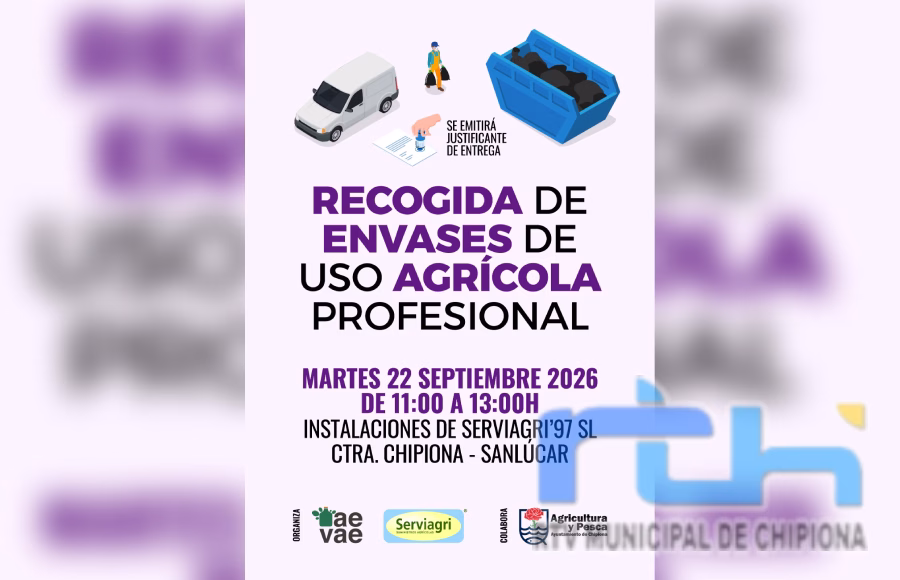 Mañana martes tiene lugar en Chipiona una nueva recogida de envases de uso agrícola profesional