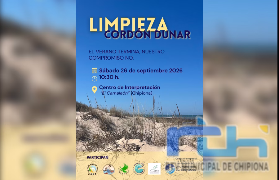 Mañana tiene lugar en Chipiona una jornada de voluntariado dedicada a la limpieza del cordón dunar